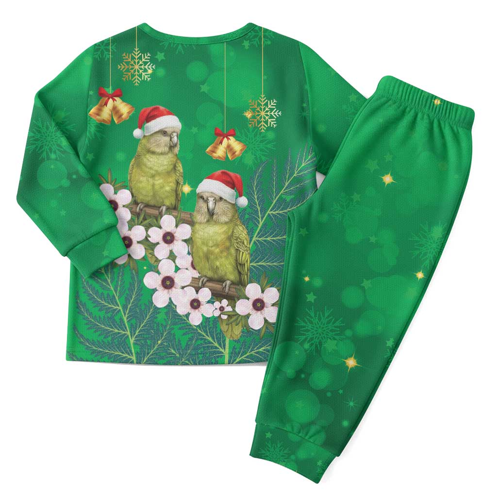 New Zealand Kakapo Christmas Pajama Set Owl Parrot Santa Sliver Fern Manuka - Green LT14 - Polynesian Pride
