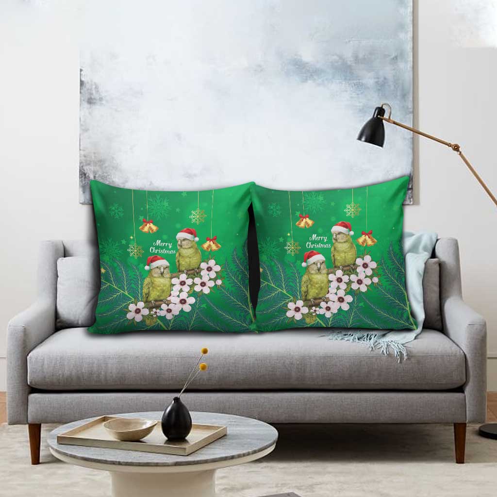 New Zealand Kakapo Christmas Pillow Cover Owl Parrot Santa Sliver Fern Manuka - Green LT14 - Polynesian Pride
