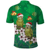 New Zealand Kakapo Christmas Polo Shirt Owl Parrot Santa Sliver Fern Manuka - Green LT14 - Polynesian Pride