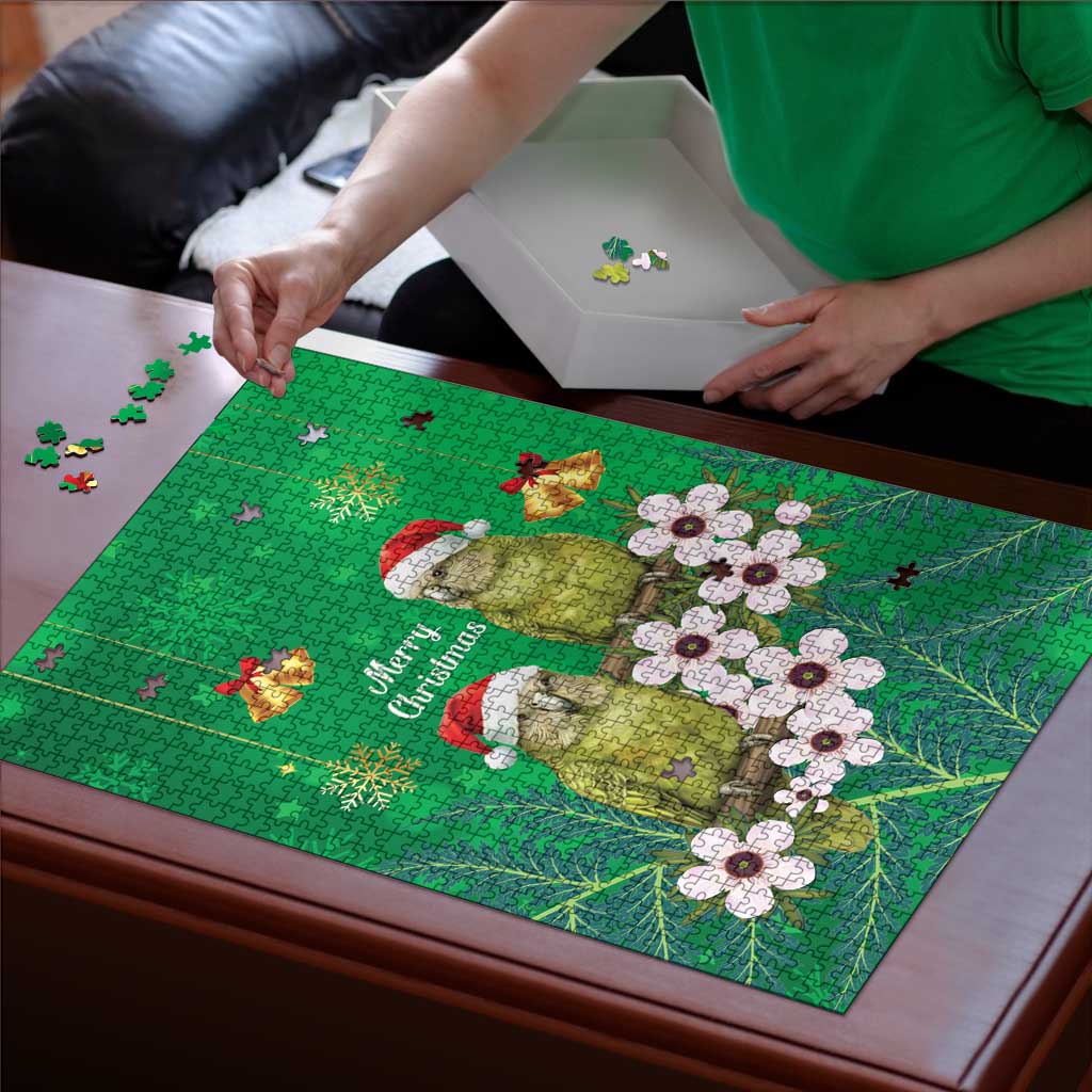 New Zealand Kakapo Christmas Puzzle Owl Parrot Santa Sliver Fern Manuka - Green LT14 - Polynesian Pride