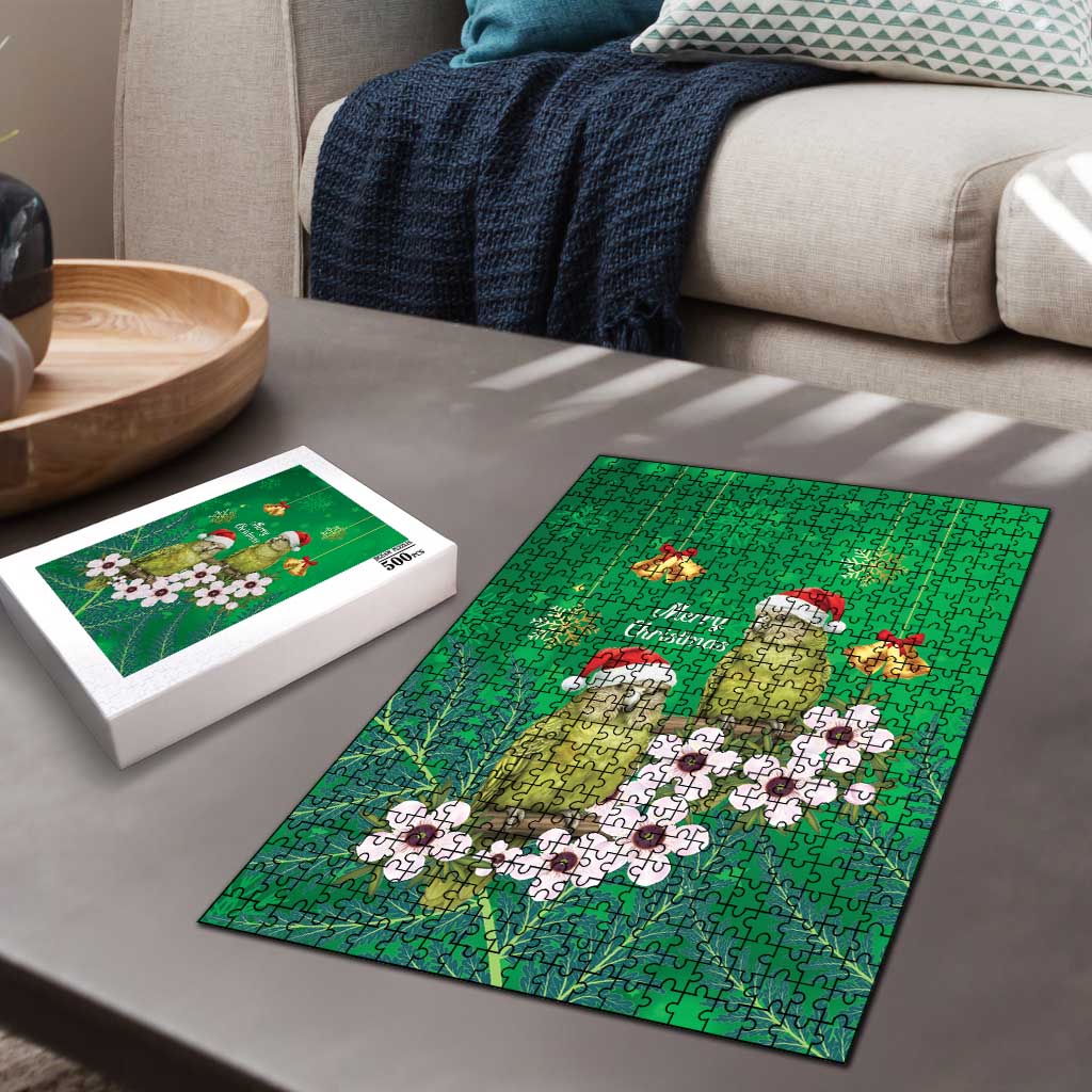 New Zealand Kakapo Christmas Puzzle Owl Parrot Santa Sliver Fern Manuka - Green LT14 - Polynesian Pride