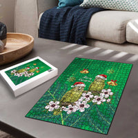 New Zealand Kakapo Christmas Puzzle Owl Parrot Santa Sliver Fern Manuka - Green LT14 - Polynesian Pride