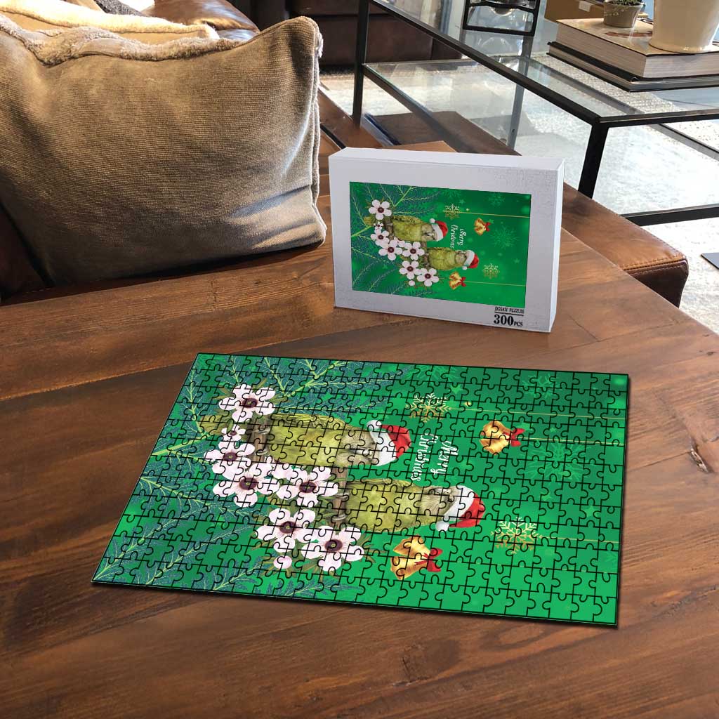 New Zealand Kakapo Christmas Puzzle Owl Parrot Santa Sliver Fern Manuka - Green LT14 - Polynesian Pride