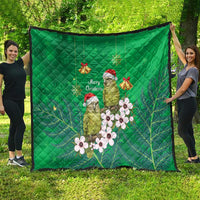 New Zealand Kakapo Christmas Quilt Owl Parrot Santa Sliver Fern Manuka - Green LT14 - Polynesian Pride