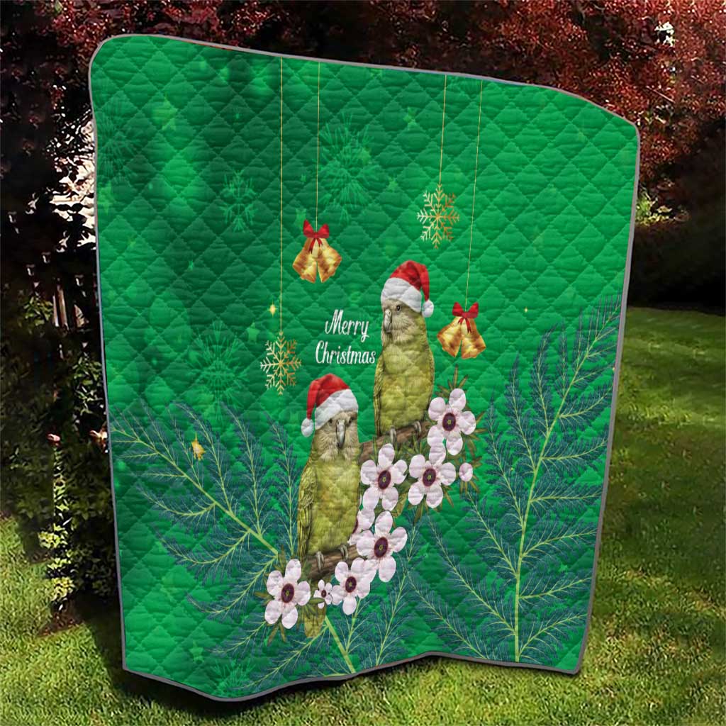 New Zealand Kakapo Christmas Quilt Owl Parrot Santa Sliver Fern Manuka - Green LT14 - Polynesian Pride
