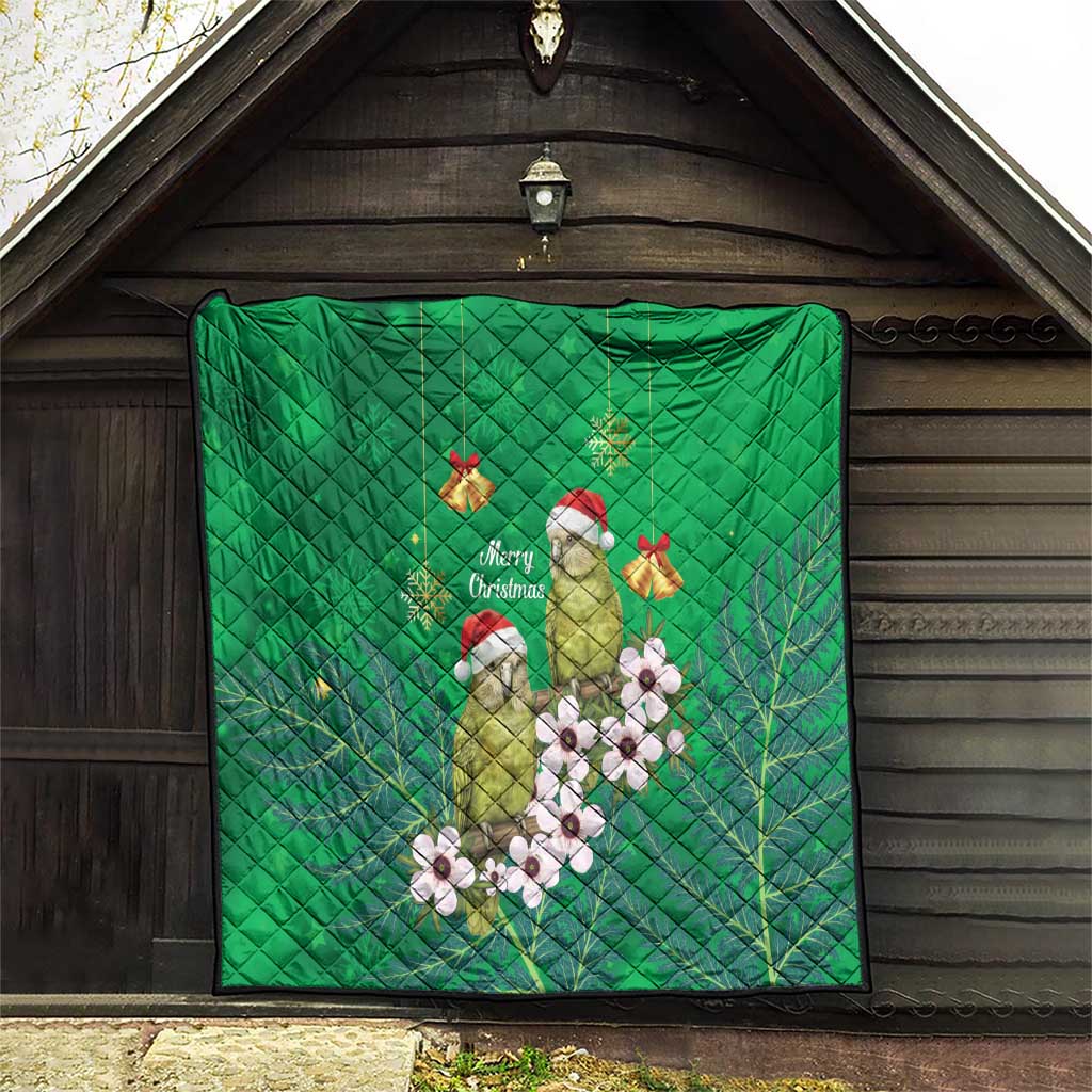 New Zealand Kakapo Christmas Quilt Owl Parrot Santa Sliver Fern Manuka - Green LT14 - Polynesian Pride