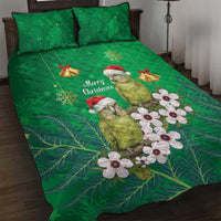 New Zealand Kakapo Christmas Quilt Bed Set Owl Parrot Santa Sliver Fern Manuka - Green LT14 Green - Polynesian Pride