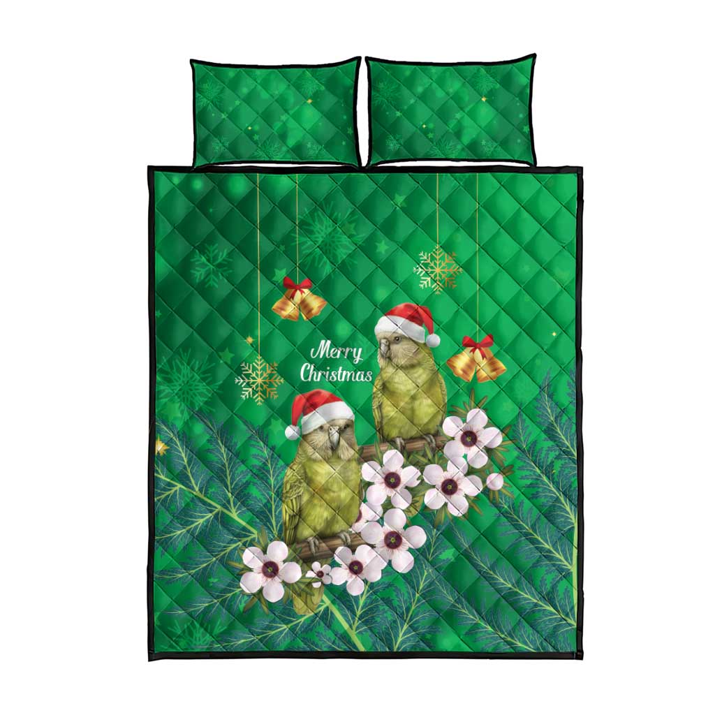 New Zealand Kakapo Christmas Quilt Bed Set Owl Parrot Santa Sliver Fern Manuka - Green LT14 - Polynesian Pride