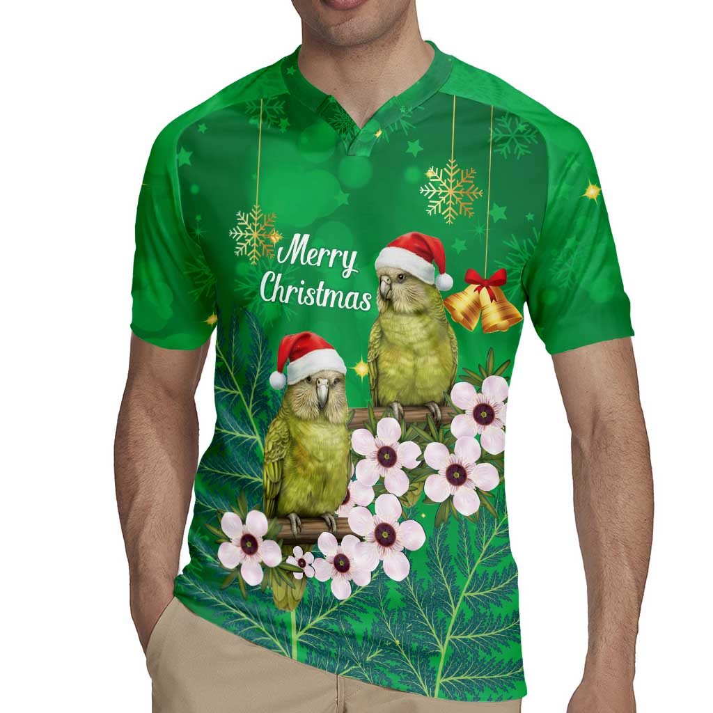 New Zealand Kakapo Christmas Rugby Jersey Owl Parrot Santa Sliver Fern Manuka - Green LT14 - Polynesian Pride
