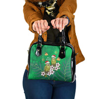 New Zealand Kakapo Christmas Shoulder Handbag Owl Parrot Santa Sliver Fern Manuka - Green LT14 One Size Green - Polynesian Pride
