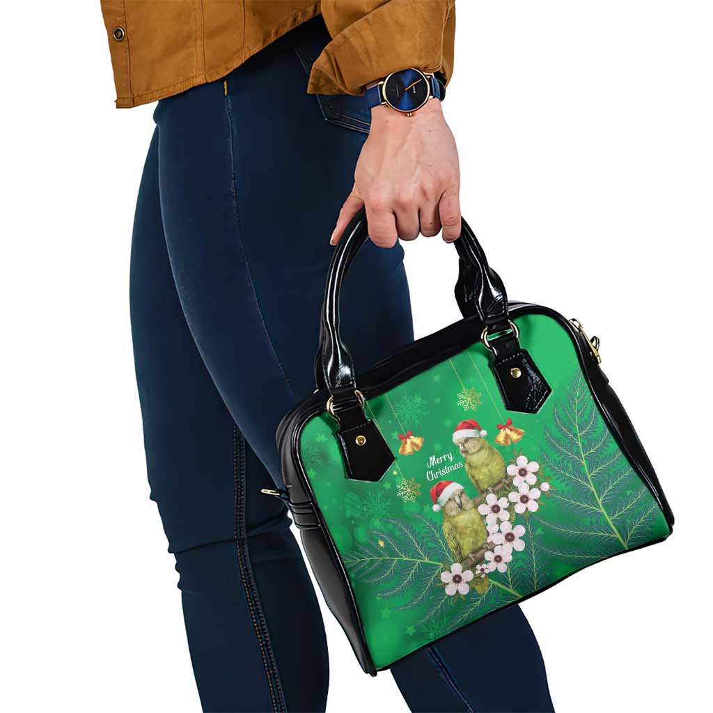 New Zealand Kakapo Christmas Shoulder Handbag Owl Parrot Santa Sliver Fern Manuka - Green LT14 - Polynesian Pride