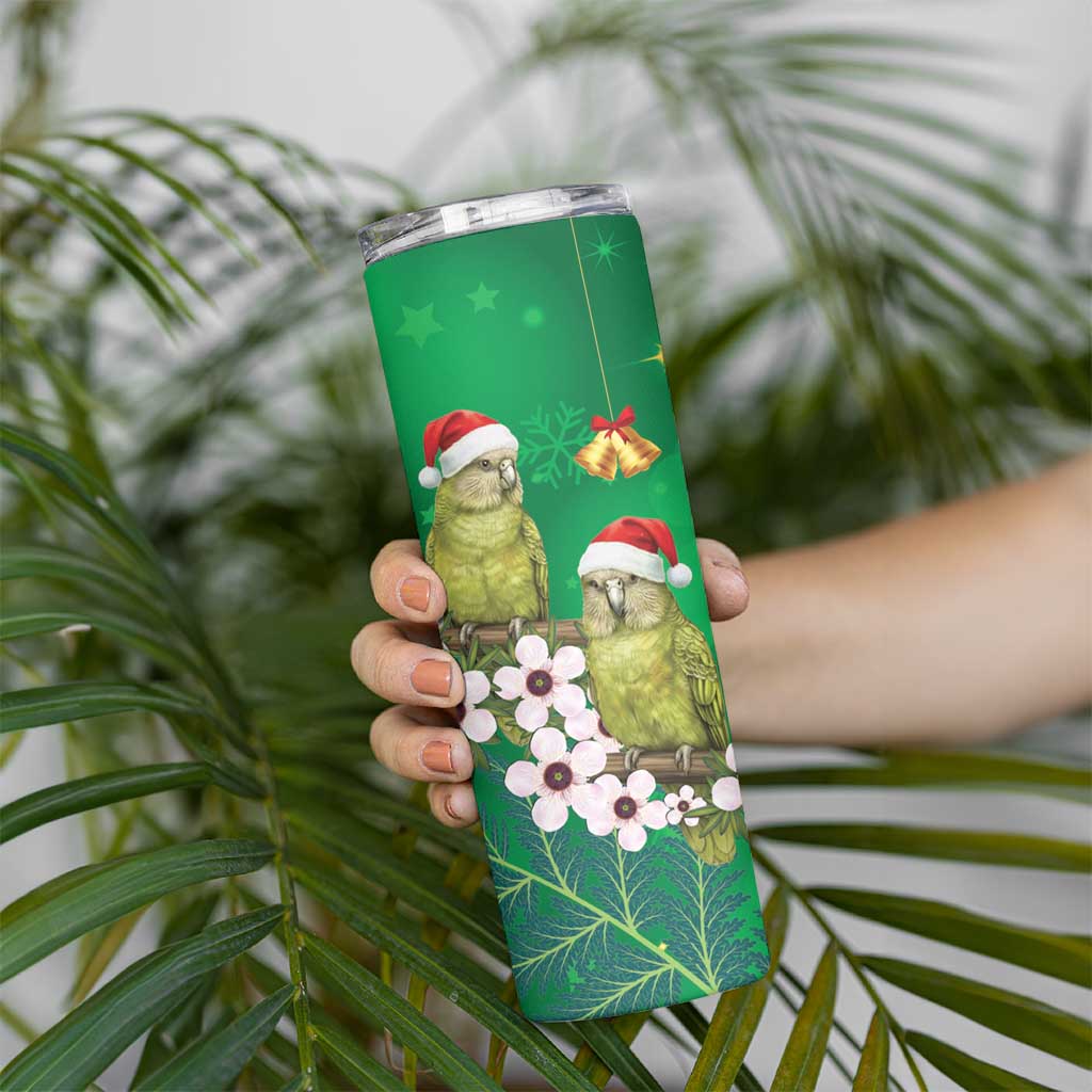 New Zealand Kakapo Christmas Skinny Tumbler Owl Parrot Santa Sliver Fern Manuka - Green LT14 - Polynesian Pride