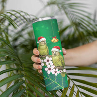 New Zealand Kakapo Christmas Skinny Tumbler Owl Parrot Santa Sliver Fern Manuka - Green LT14 - Polynesian Pride