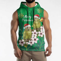New Zealand Kakapo Christmas Sleeveless Hoodie Owl Parrot Santa Sliver Fern Manuka - Green LT14 - Polynesian Pride