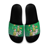 New Zealand Kakapo Christmas Slide Sandals Owl Parrot Santa Sliver Fern Manuka - Green LT14 Green - Polynesian Pride