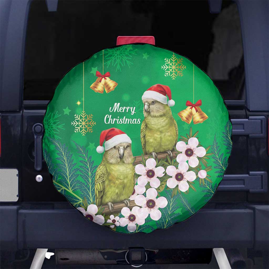 New Zealand Kakapo Christmas Spare Tire Cover Owl Parrot Santa Sliver Fern Manuka - Green LT14 No hole Green - Polynesian Pride