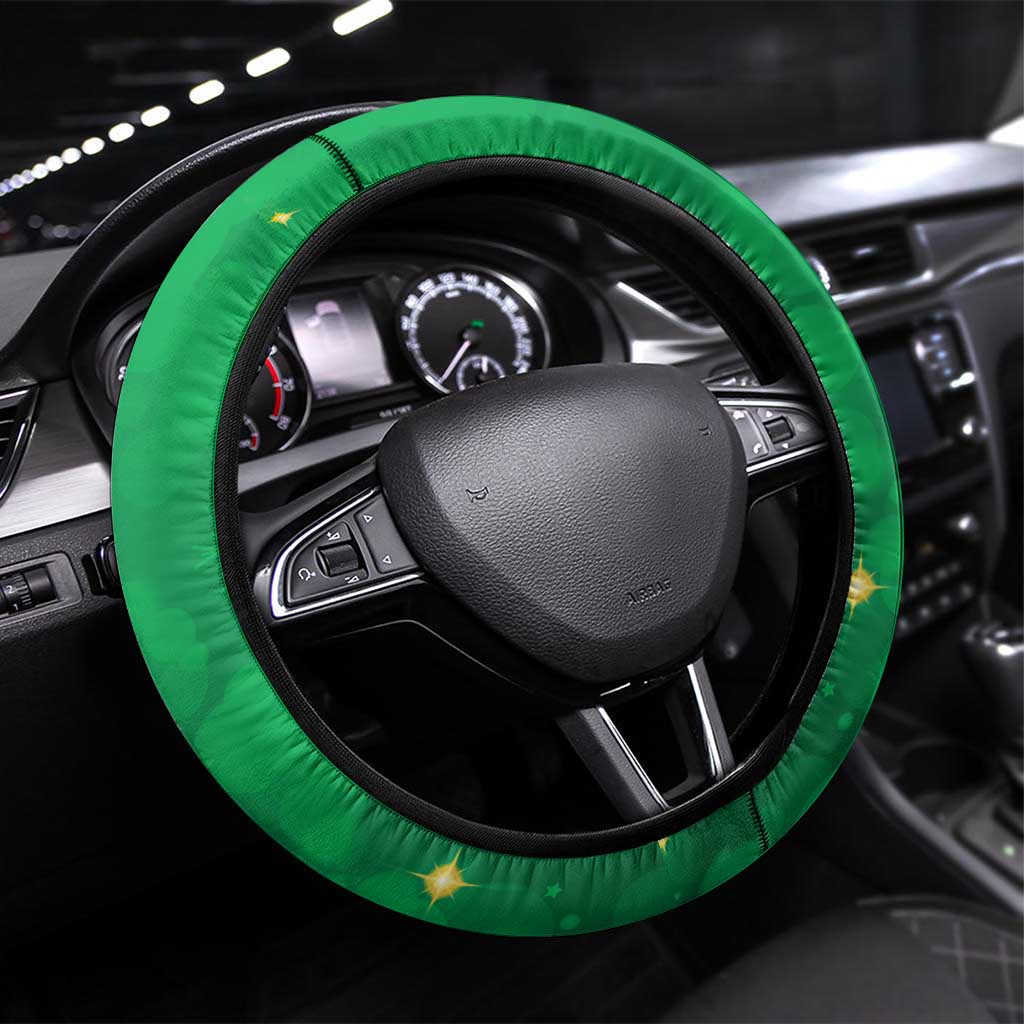 New Zealand Kakapo Christmas Steering Wheel Cover Owl Parrot Santa Sliver Fern Manuka - Green LT14 Universal Fit Green - Polynesian Pride