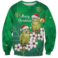New Zealand Kakapo Christmas Sweatshirt Owl Parrot Santa Sliver Fern Manuka - Green LT14 Unisex Green - Polynesian Pride