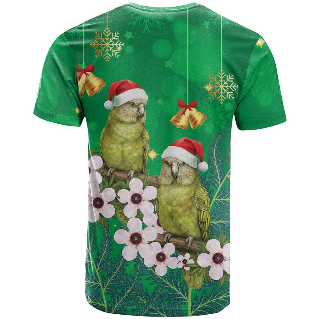New Zealand Kakapo Christmas T Shirt Owl Parrot Santa Sliver Fern Manuka - Green LT14 - Polynesian Pride