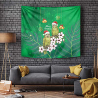 New Zealand Kakapo Christmas Tapestry Owl Parrot Santa Sliver Fern Manuka - Green LT14 Green - Polynesian Pride
