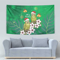 New Zealand Kakapo Christmas Tapestry Owl Parrot Santa Sliver Fern Manuka - Green LT14 - Polynesian Pride