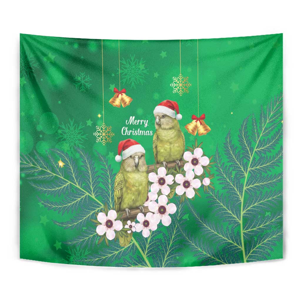 New Zealand Kakapo Christmas Tapestry Owl Parrot Santa Sliver Fern Manuka - Green LT14 - Polynesian Pride