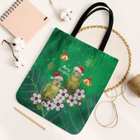 New Zealand Kakapo Christmas Tote Bag Owl Parrot Santa Sliver Fern Manuka - Green LT14 Black Strap One Size Green - Polynesian Pride