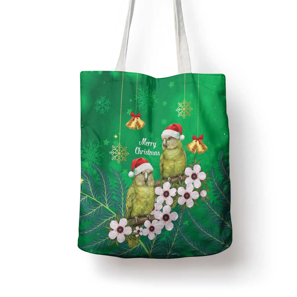 New Zealand Kakapo Christmas Tote Bag Owl Parrot Santa Sliver Fern Manuka - Green LT14 - Polynesian Pride