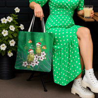 New Zealand Kakapo Christmas Tote Bag Owl Parrot Santa Sliver Fern Manuka - Green LT14 - Polynesian Pride