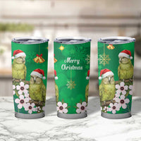 New Zealand Kakapo Christmas Tumbler Cup Owl Parrot Santa Sliver Fern Manuka - Green LT14 - Polynesian Pride