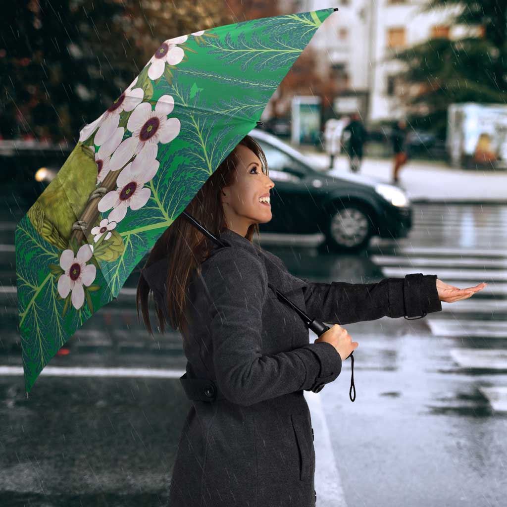 New Zealand Kakapo Christmas Umbrella Owl Parrot Santa Sliver Fern Manuka - Green LT14 - Polynesian Pride