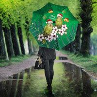 New Zealand Kakapo Christmas Umbrella Owl Parrot Santa Sliver Fern Manuka - Green LT14 - Polynesian Pride