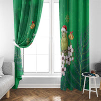 New Zealand Kakapo Christmas Window Curtain Owl Parrot Santa Sliver Fern Manuka - Green LT14 - Polynesian Pride