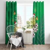 New Zealand Kakapo Christmas Window Curtain Owl Parrot Santa Sliver Fern Manuka - Green LT14 - Polynesian Pride