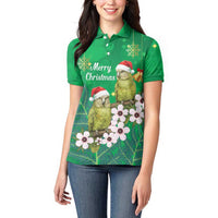 New Zealand Kakapo Christmas Women Polo Shirt Owl Parrot Santa Sliver Fern Manuka - Green LT14 - Polynesian Pride