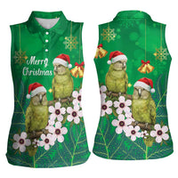 New Zealand Kakapo Christmas Women Sleeveless Polo Shirt Owl Parrot Santa Sliver Fern Manuka - Green LT14 - Polynesian Pride