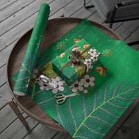 New Zealand Kakapo Christmas Wrapping Paper Owl Parrot Santa Sliver Fern Manuka - Green LT14 - Polynesian Pride