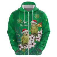 New Zealand Kakapo Christmas Zip Hoodie Owl Parrot Santa Sliver Fern Manuka - Green LT14 - Polynesian Pride