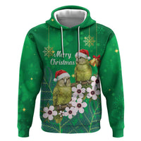 New Zealand Kakapo Christmas Zip Hoodie Owl Parrot Santa Sliver Fern Manuka - Green LT14 Pullover Hoodie Green - Polynesian Pride