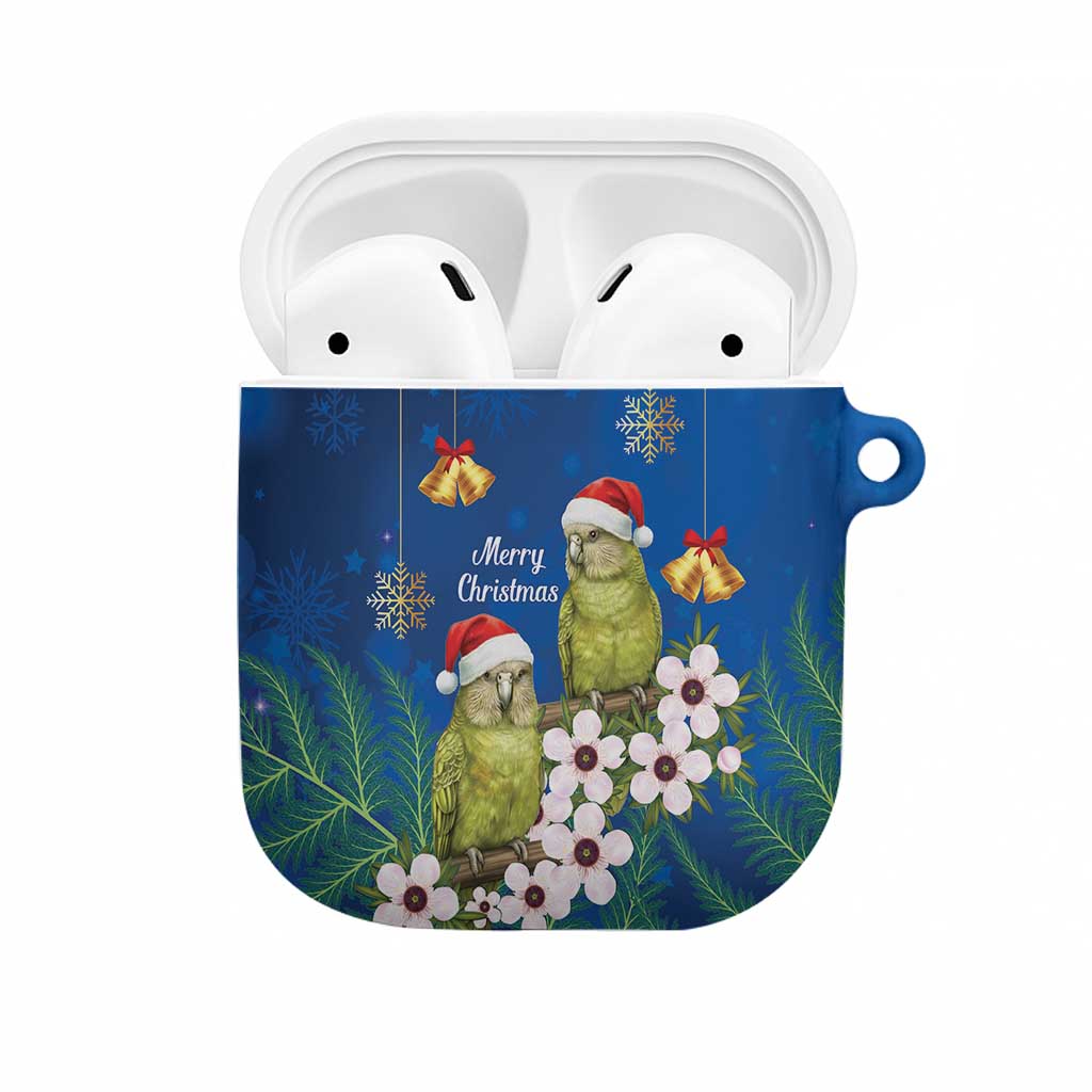 New Zealand Kakapo Christmas AirPods Case Owl Parrot Santa Sliver Fern Manuka - Blue LT14 Blue - Polynesian Pride