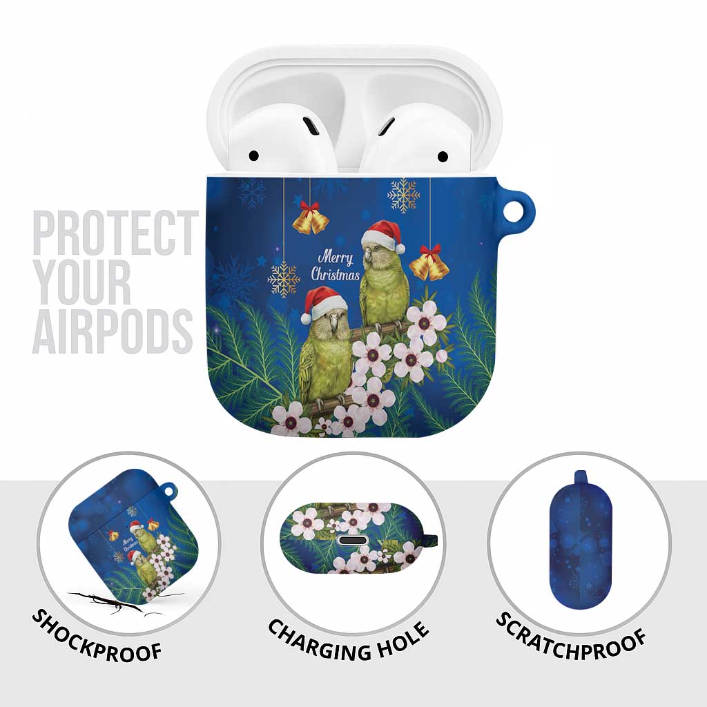 New Zealand Kakapo Christmas AirPods Case Owl Parrot Santa Sliver Fern Manuka - Blue LT14 - Polynesian Pride