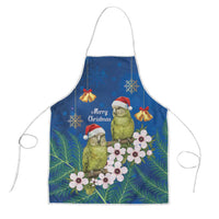 New Zealand Kakapo Christmas Apron Owl Parrot Santa Sliver Fern Manuka - Blue LT14 Blue - Polynesian Pride