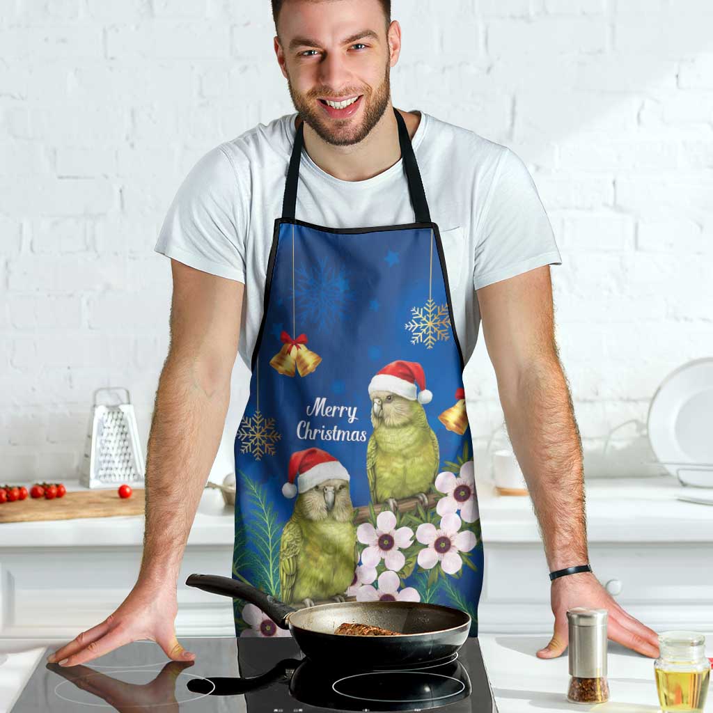 New Zealand Kakapo Christmas Apron Owl Parrot Santa Sliver Fern Manuka - Blue LT14 - Polynesian Pride
