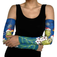 New Zealand Kakapo Christmas Arm Sleeves Owl Parrot Santa Sliver Fern Manuka - Blue LT14 - Polynesian Pride
