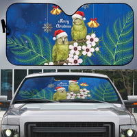 New Zealand Kakapo Christmas Auto Sun Shade Owl Parrot Santa Sliver Fern Manuka - Blue LT14 Blue - Polynesian Pride