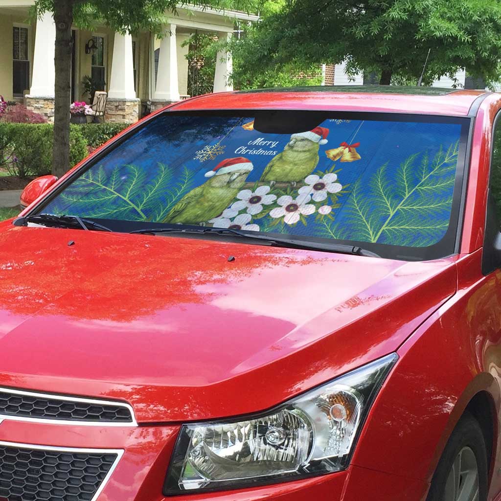 New Zealand Kakapo Christmas Auto Sun Shade Owl Parrot Santa Sliver Fern Manuka - Blue LT14 - Polynesian Pride