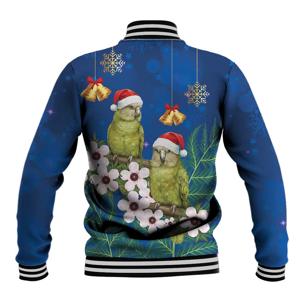 New Zealand Kakapo Christmas Baseball Jacket Owl Parrot Santa Sliver Fern Manuka - Blue LT14 - Polynesian Pride
