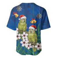 New Zealand Kakapo Christmas Baseball Jersey Owl Parrot Santa Sliver Fern Manuka - Blue LT14 - Polynesian Pride
