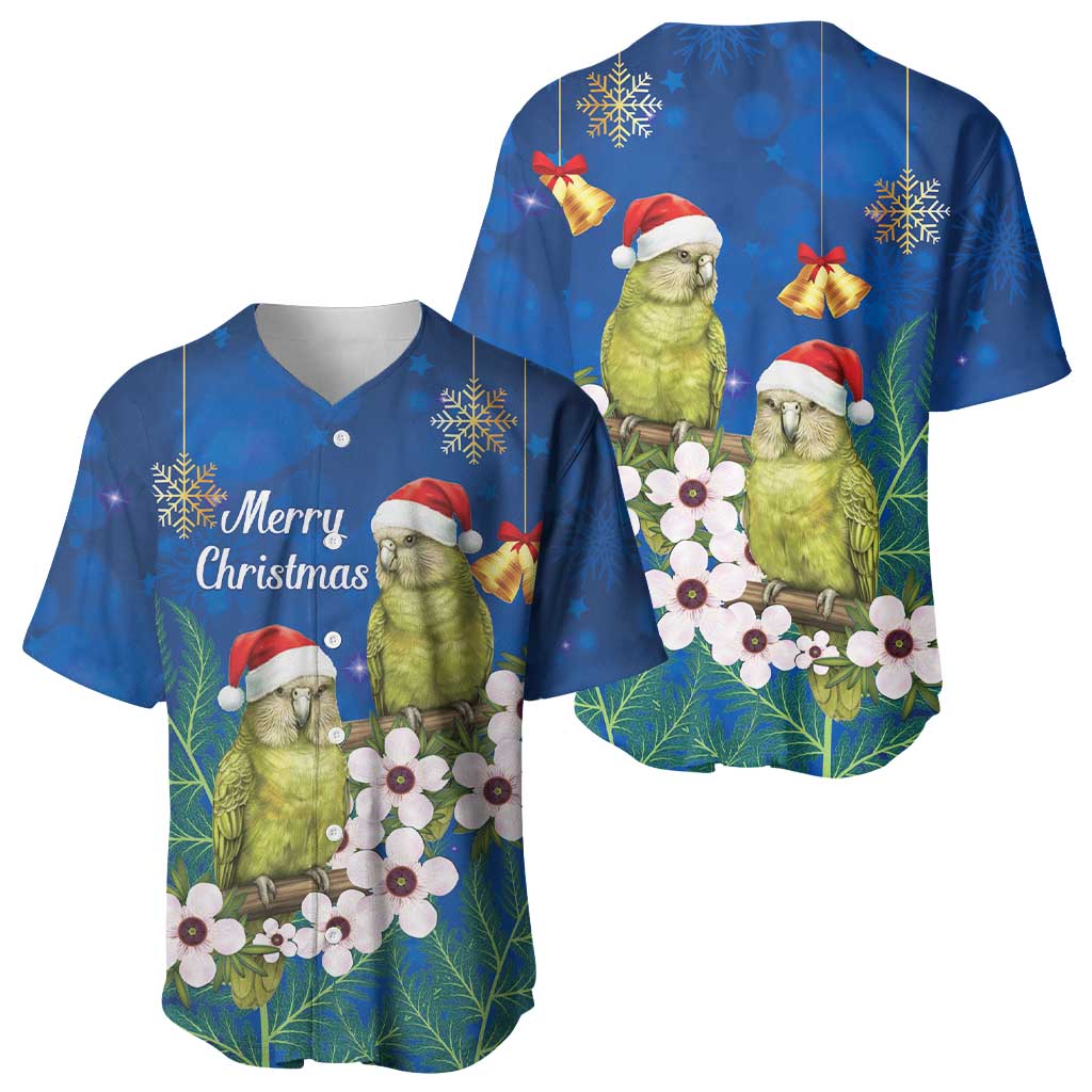 New Zealand Kakapo Christmas Baseball Jersey Owl Parrot Santa Sliver Fern Manuka - Blue LT14 - Polynesian Pride