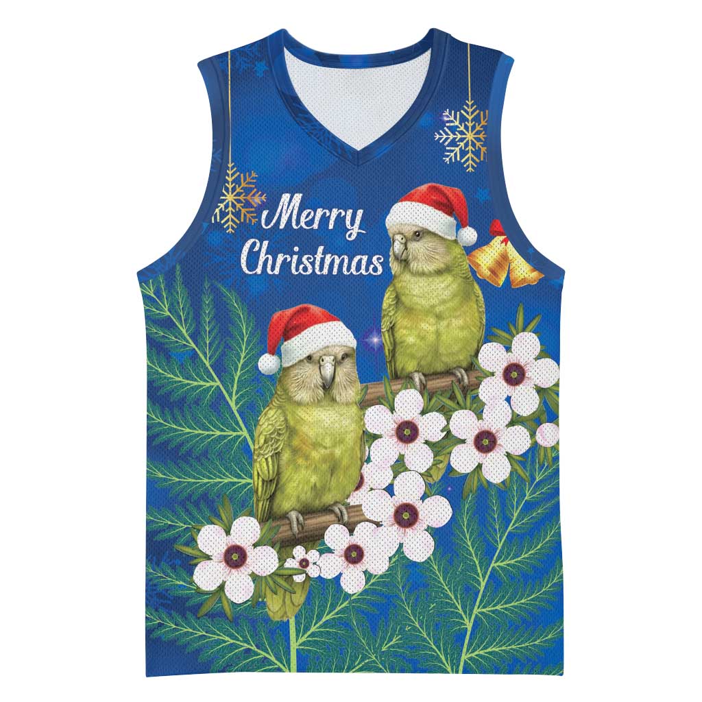 New Zealand Kakapo Christmas Basketball Jersey Owl Parrot Santa Sliver Fern Manuka - Blue LT14 Unisex Blue - Polynesian Pride
